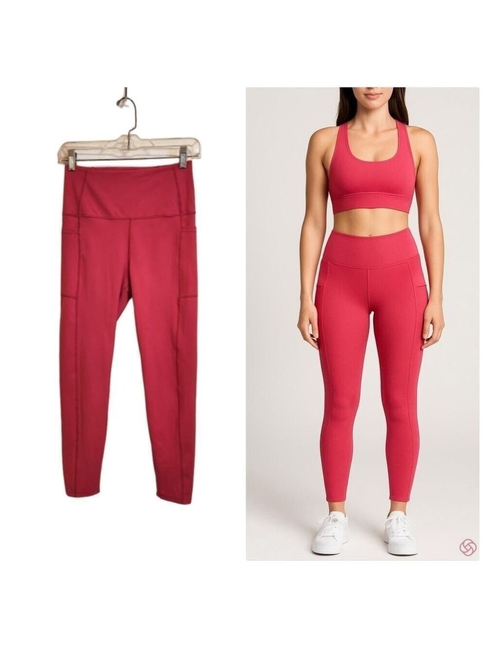 Carbon38 High Rise Pocket Leggings Hot Pink Medium